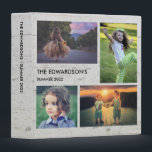 Family custom photo collage 4 pictures wood 3 ring binder<br><div class="desc">Family name,  custom photo collage binder.
You can personalize this binder and add your most beautiful photos at the front.
Photo collage on rustic barn wood.</div>