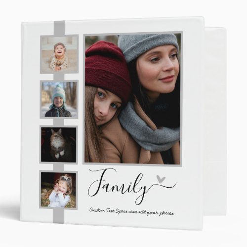 Family Custom Photo Collage Elegant Script 3 Ring Binder