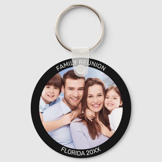 Family Custom Photo in Black and White Keychain (Front)