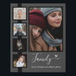 Family Custom Phrase or Name Photo Collage Faux Canvas Print<br><div class="desc">Lovely Family photo collage custom text template. Four small photos and one large with custom text options. Other colors available in the shop. Template works best on similarly shaped products. Great house warming gift or just any day decor. black</div>