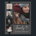 Family Custom Phrase or Name Photo Collage Faux Canvas Print<br><div class="desc">Lovely Family photo collage custom text template. Four small photos and one large with custom text options. Other colors available in the shop. Template works best on similarly shaped products. Great house warming gift or just any day decor. black</div>