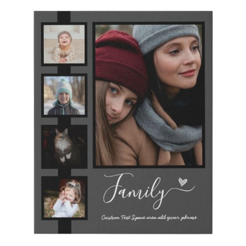 Family Custom Phrase or Name Photo Collage Faux Canvas Print