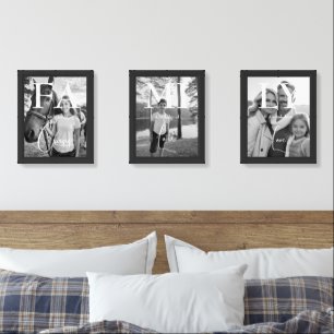 Family custom phrases and photos wall art sets
