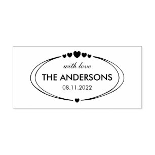 Family customizable text, with love and date self-inking stamp