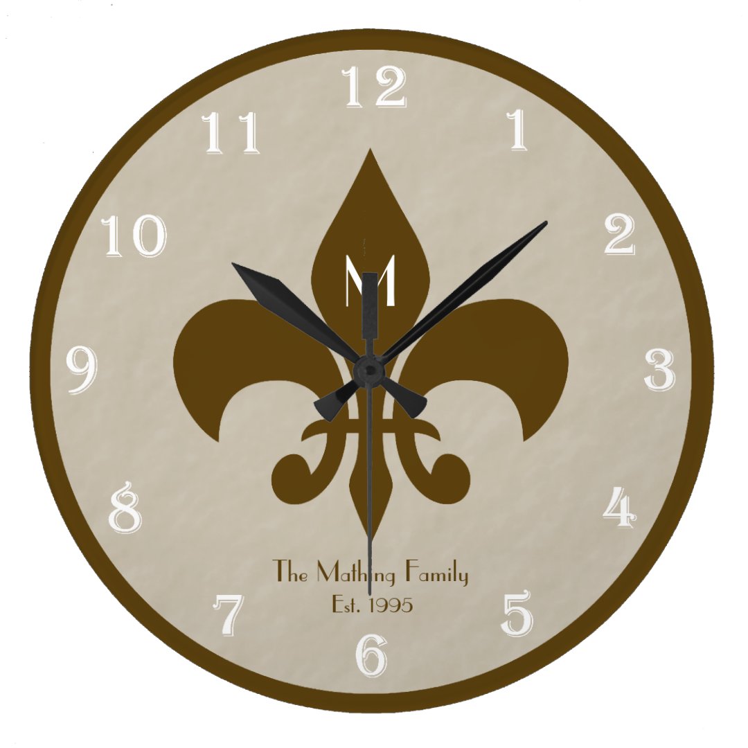 Family Customized Fleur De Lis Wall Clock | Zazzle