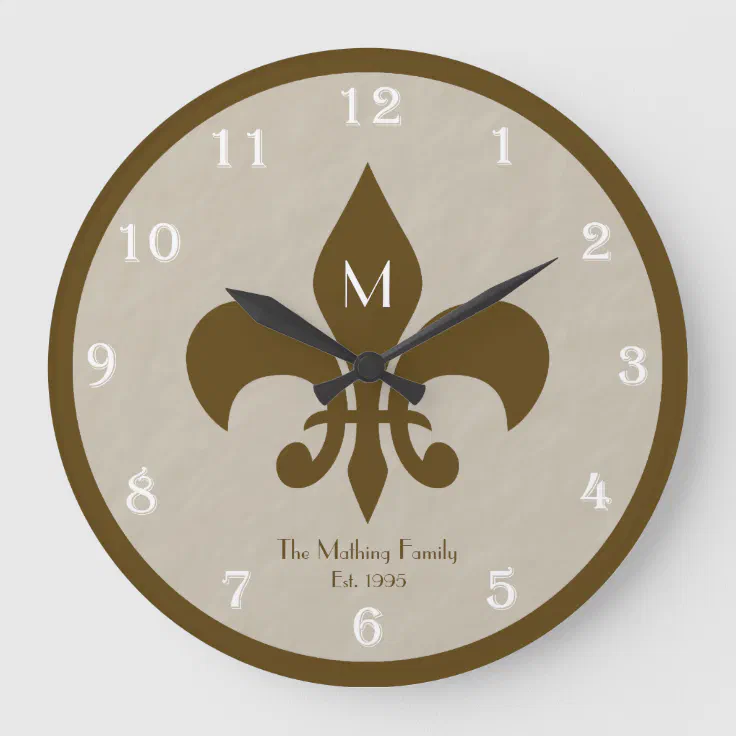 Family Customized Fleur De Lis Wall Clock Zazzle