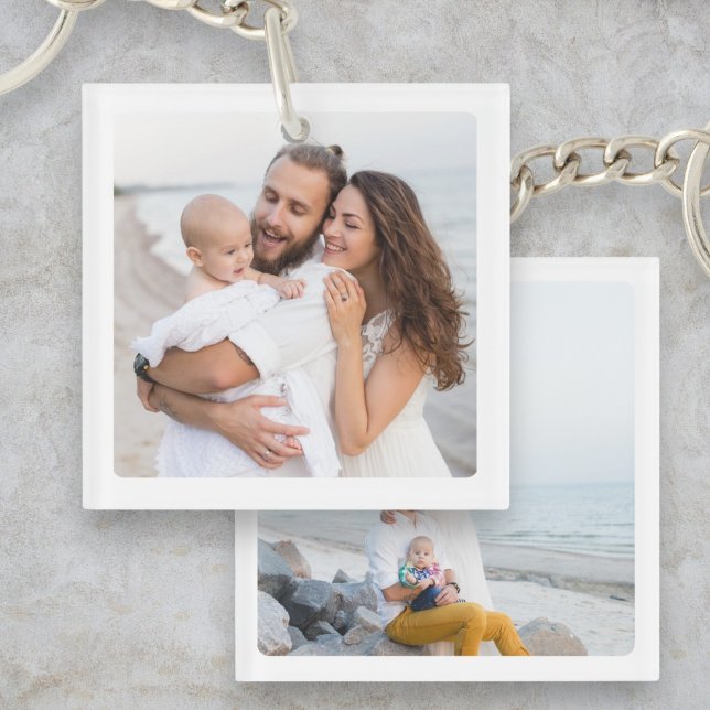 Family Customized Keepsake Two Photo Double Sided  Keychain (Creator Uploaded)