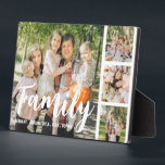 Family Customized Photo Collage Plaque<br><div class="desc">This modern family, photo collage plaque is the perfect gift for your family, featuring 4 of your favorite photographs, the text FAMILY in a fun script font, and then personalize with your names. Fantastic as a christmas, graduation, birthday or gift for any other special occassion, the font style, size and...</div>