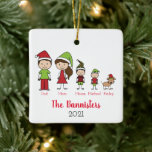 Family Cute Christmas Character With Pet Ceramic Ornament<br><div class="desc">This personalized family christmas ornament will be the perfect addition to your christmas tree this year.  There is even room to include your favorite furry friend.  This ornament is available in a variety of different dads,  moms and kids.  Visit my entire collection to see all options.</div>