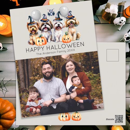 Family Cute Happy Halloween Holiday Postcard