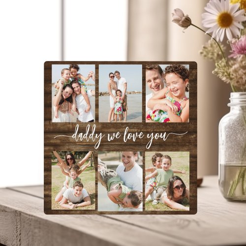 Family Dad _ Fathers Day Wood Photo Collage Plaque