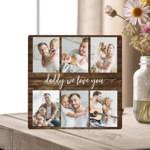 Family Dad _ Fathers Day Wood Photo Collage Plaque