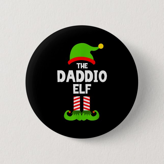 Family Daddio Elf Christmas Matching Pajama Funny  Button (Front)