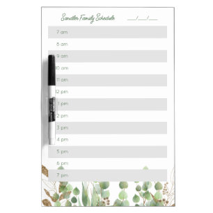 Family Daily Schedule Eucalyptus Dry Erase Board
