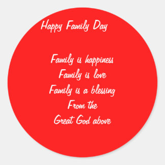 Family Day Classic Round Sticker