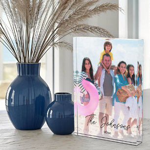 Family Day Modern Photo Name Personalized Decor Block