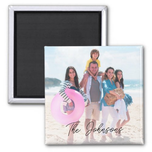 Family Day Modern Photo Name Personalized Magnet