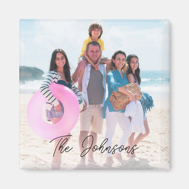 Family Day Modern Photo Name Personalized Magnet (Front)