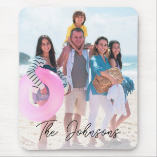 Family Day Modern Photo Name Personalized Mouse Pad
