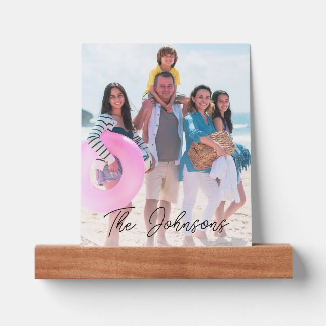 Family Day Modern Photo Name Personalized Picture Ledge (Front)