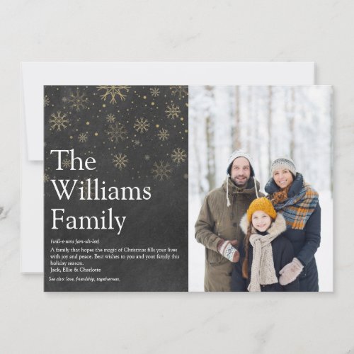 Family Definition Chalkboard Christmas Photo Holiday Card