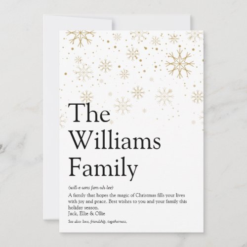 Family Definition Snowflakes Christmas Message Holiday Card