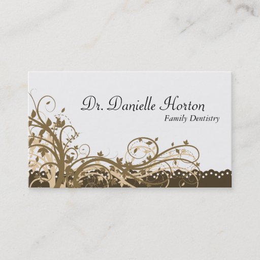 Customizable Family Dentist Business Card - Gold Elegant Floral