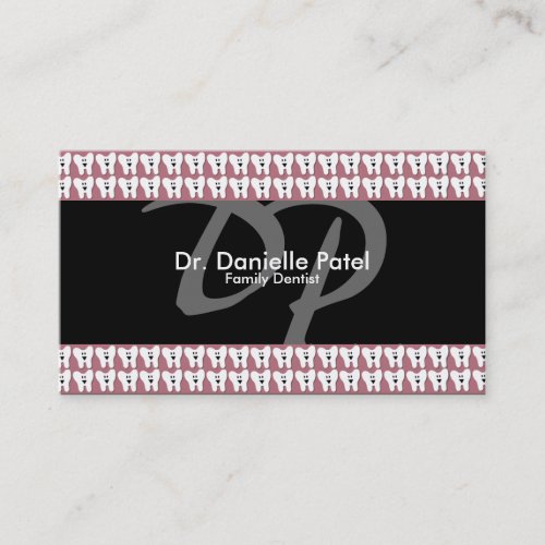 Family Dentist Business Card - Teeth &amp; Monogram