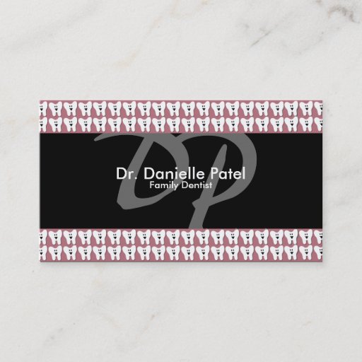 Customizable Family Dentist Business Card - Teeth &amp; Monogram