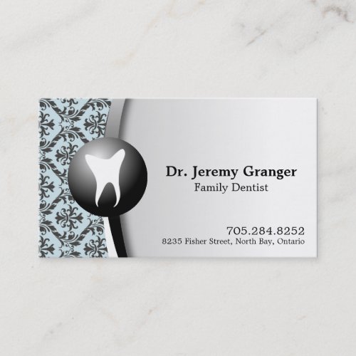 Family Dentist Business Card - Tooth Blue &amp; White