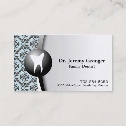 Customizable Family Dentist Business Card - Tooth Blue &amp; White
