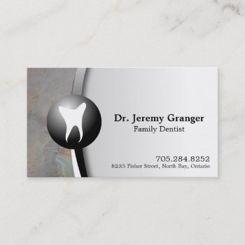 Family Dentist Business Card - Tooth Grey & White by OLPamPam at Zazzle