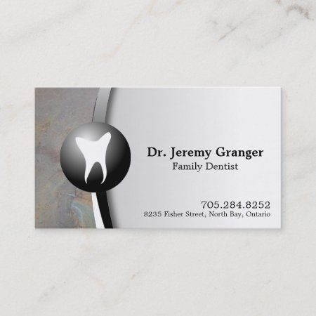 Family Dentist Business Card - Tooth Grey & White