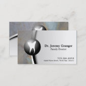 Family Dentist Business Card - Tooth Grey & White (Front/Back)