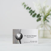 Family Dentist Business Card - Tooth Grey & White (Standing Front)
