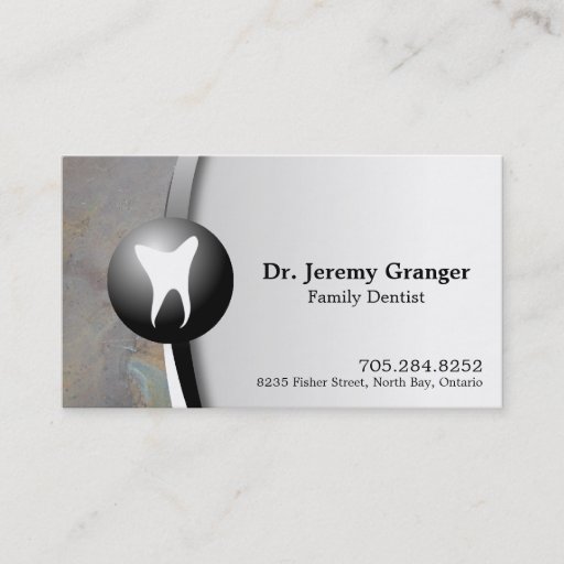Customizable Family Dentist Business Card - Tooth Grey &amp; White