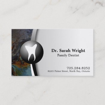 Family Dentist Business Card Tooth Teal Rock by OLPamPam at Zazzle