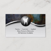 Family Dentist Business Card Tooth Teal Rock (Back)