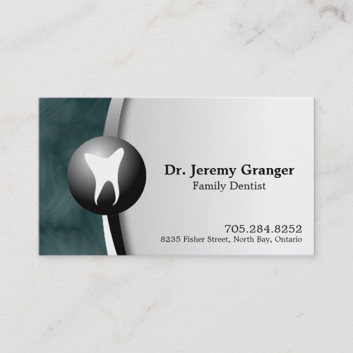 Family Dentist Business Card - Tooth Teal &amp; White