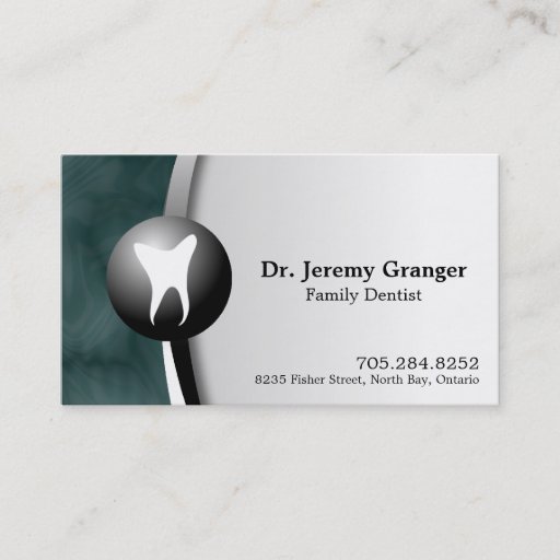 Customizable Family Dentist Business Card - Tooth Teal &amp; White