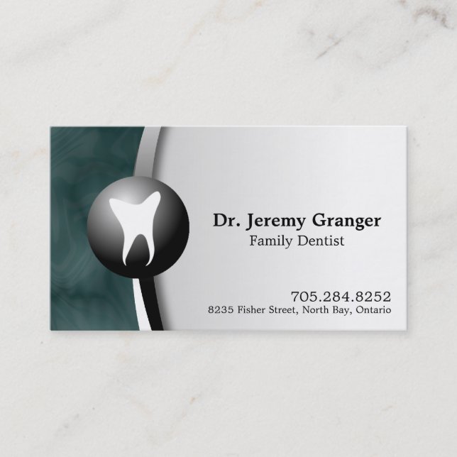 Family Dentist Business Card - Tooth Teal & White (Front)