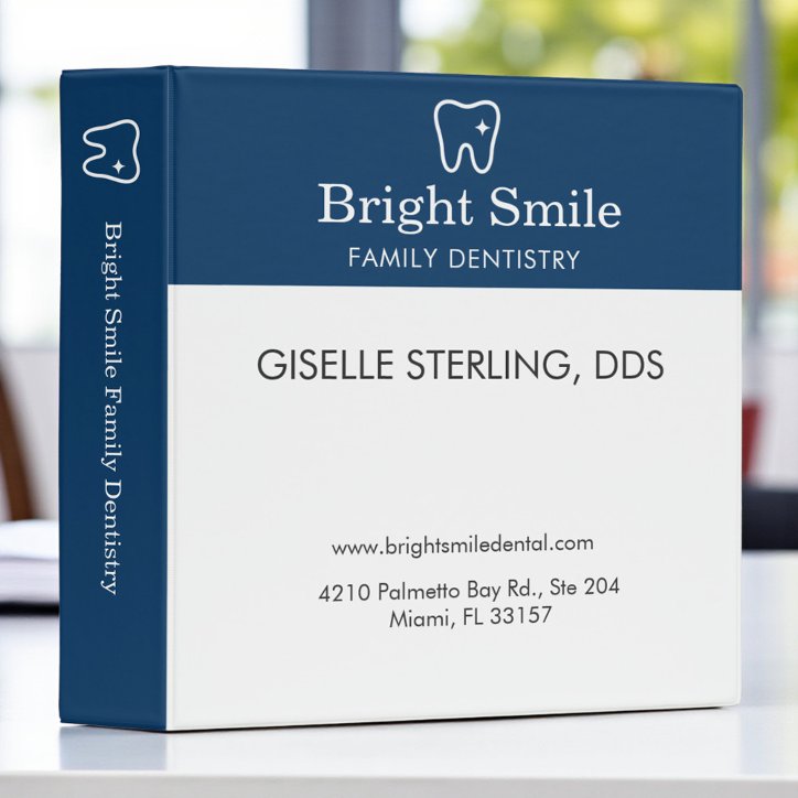 Family Dentistry Dentist Navy Blue White 3 Ring Binder