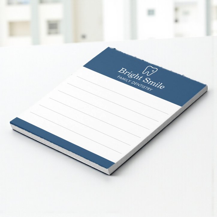 Family Dentistry Dentist Navy Blue White Notepad