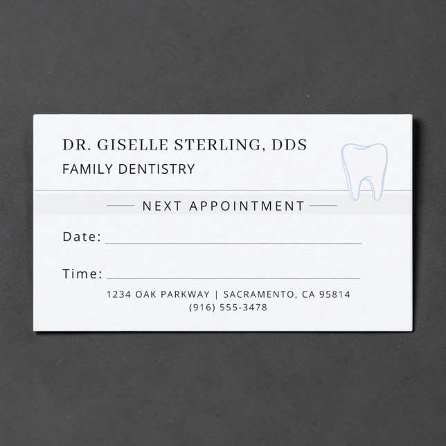  Family Dentistry Dentist Tooth Appointment Card (Creator Uploaded)
