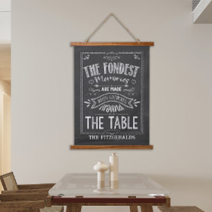 Family Dining Memories Chalkboard Sign Hanging Tapestry