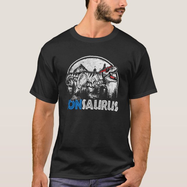 Family Dinosaur T Rex Son Saurus Funny Sonsaurus T-Shirt (Front)
