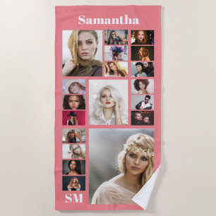 Family DIY 19 photo bff keepsake couples monogram Beach Towel