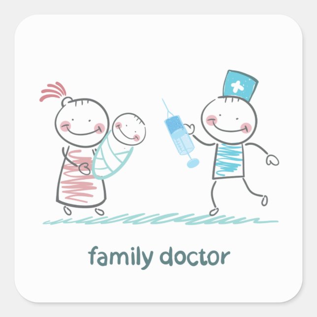 Family Doctor Square Sticker (Front)