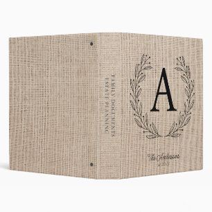 Family Documents & Estate Planning Personalized 3 Ring Binder