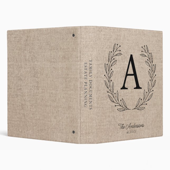 Family Documents & Estate Planning Personalized 3 Ring Binder (Background)